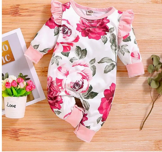 Baby Girl Flower Ruffled Jumpsuit