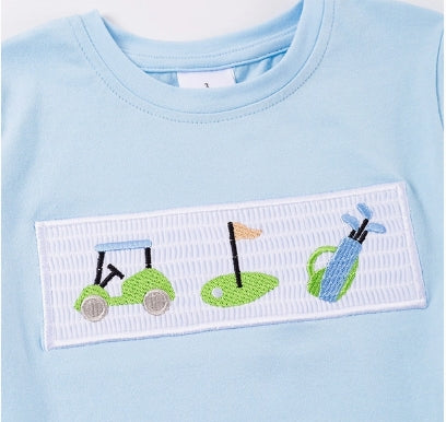 Blue Golf Applique Boy Top