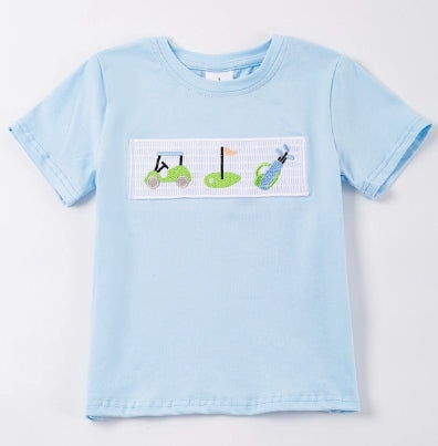 Blue Golf Applique Boy Top