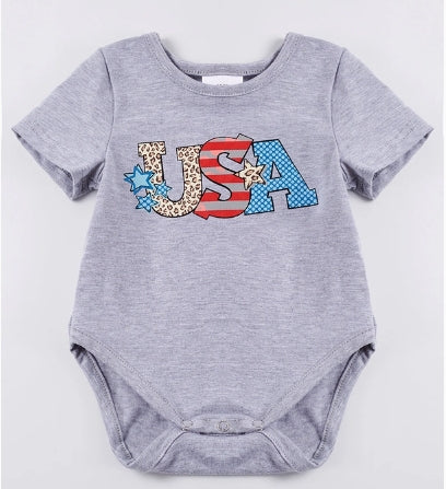 Grey "USA" print baby romper