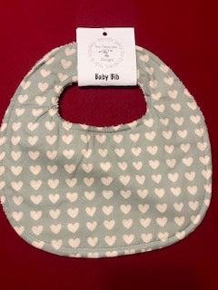 Green Bib with White Hearts