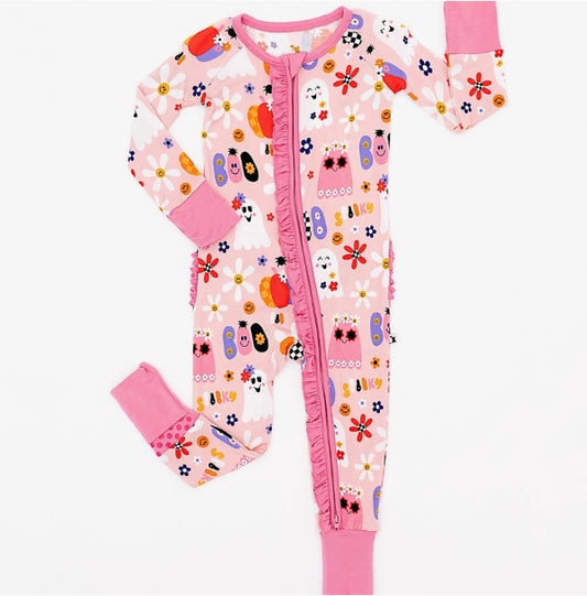 Pink-A-Boo Convertible Footies with Ruffle