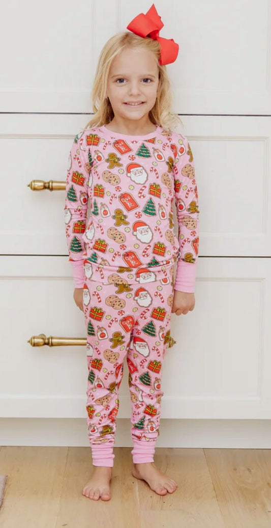 Christmas Cookies Kid PJs_ Pink