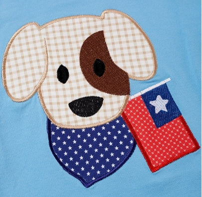 Blue Dog Flag Applique Boy Top