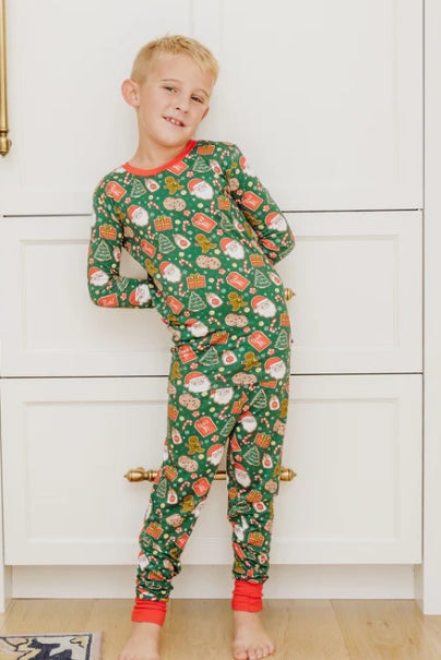 Green Christmas Cookie Kid PJs