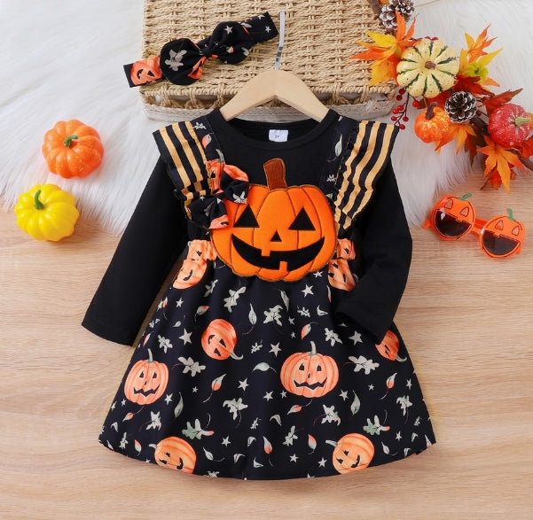 Toddler Girl Halloween Flutter Long Sleeve Dress